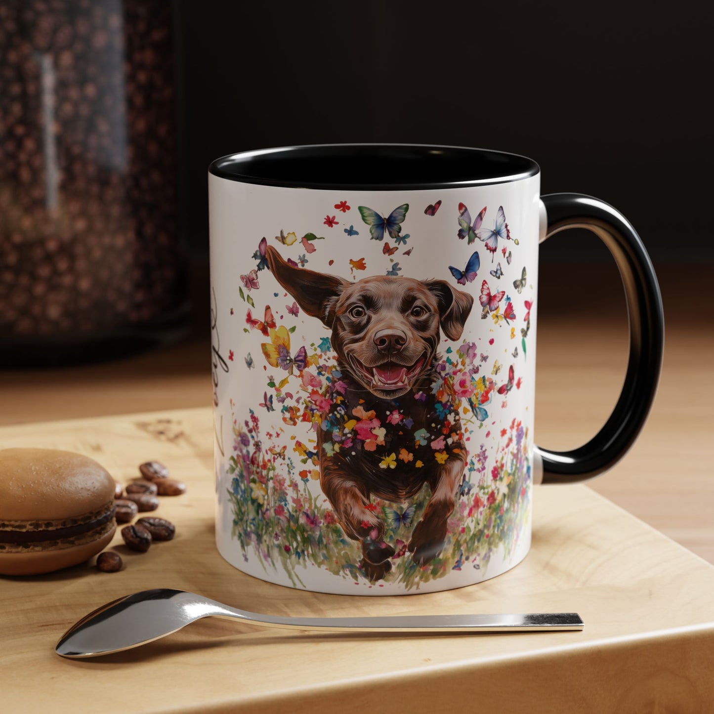 Chocolate Labrador #2 Personalized Accent Mugs, 11oz