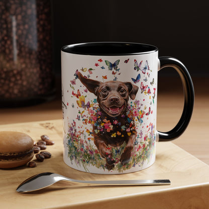 Chocolate Labrador #2 Personalized Accent Mugs, 11oz