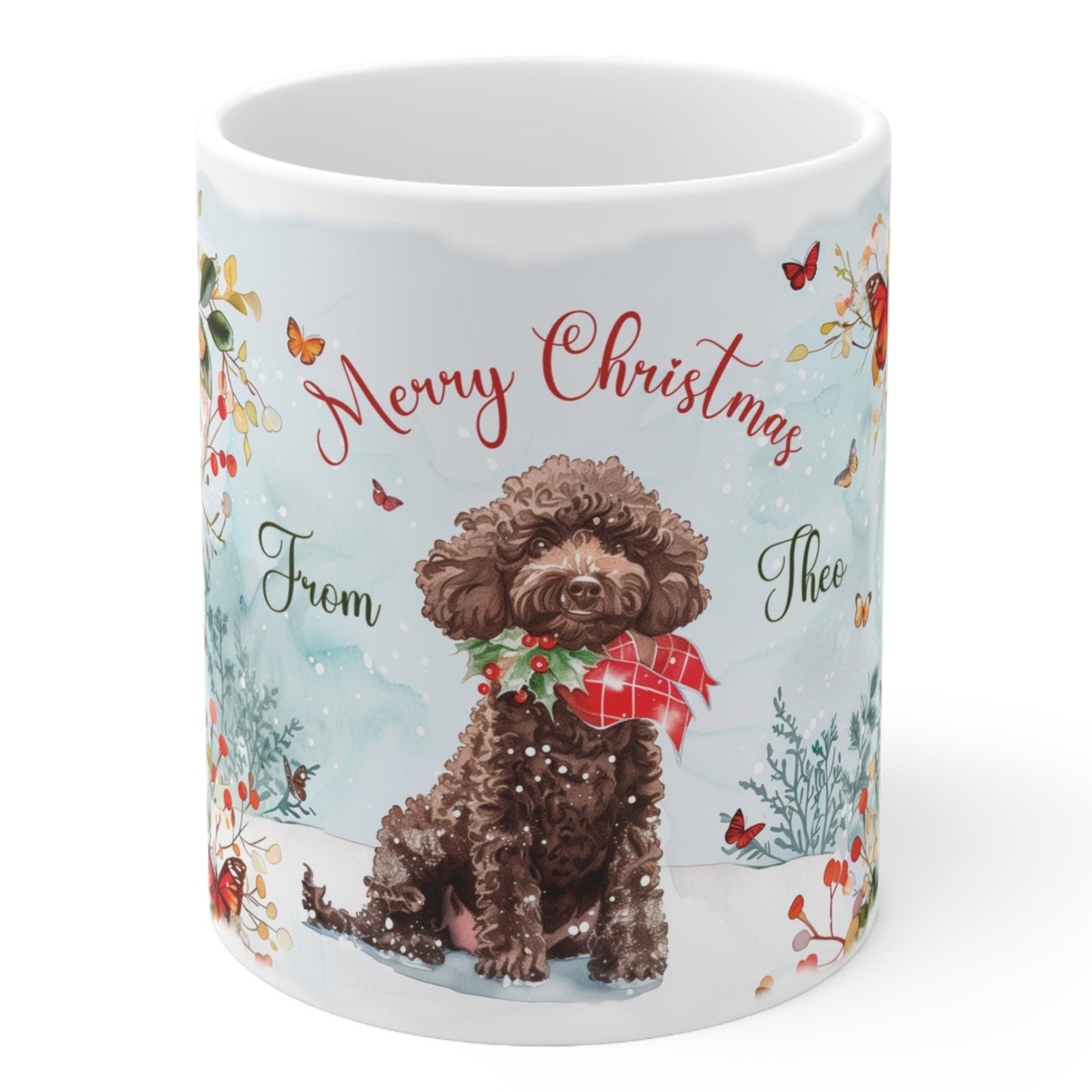 Chocolate poodle christmas white Mugs, 11oz