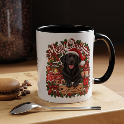 Labrador #4 Merry Christmas, personalised accent colour 11oz mug