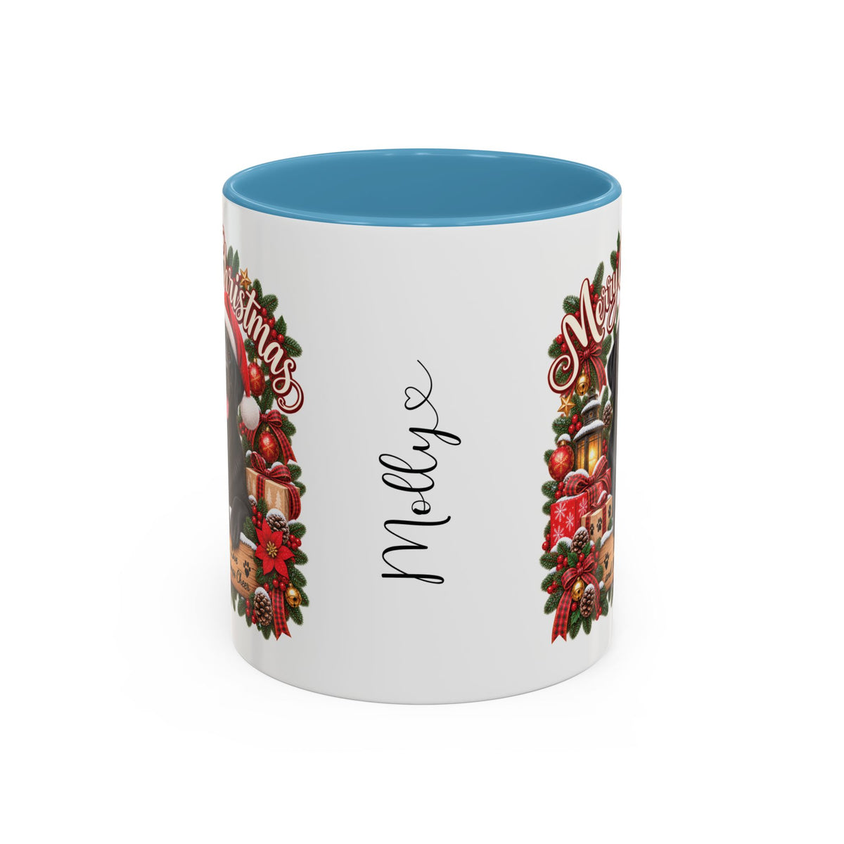 Labrador #4 Merry Christmas, personalised accent colour 11oz mug