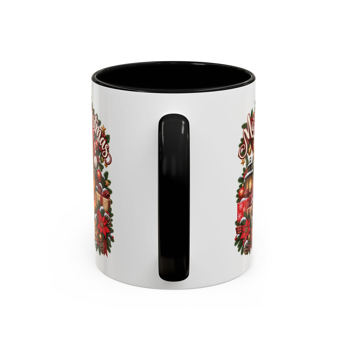 Golden Retriever Merry Christmas, personalised accent colour 11oz mug