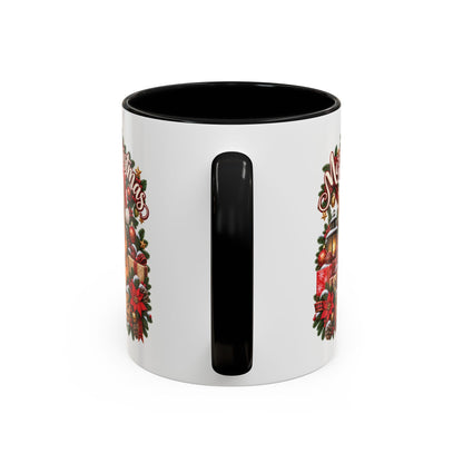 Golden Retriever Merry Christmas, personalised accent colour 11oz mug