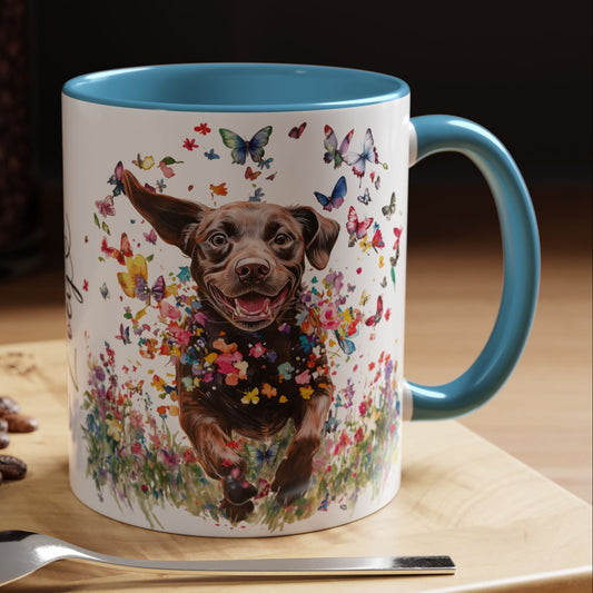 Chocolate Labrador #2 Personalized Accent Mugs, 11oz