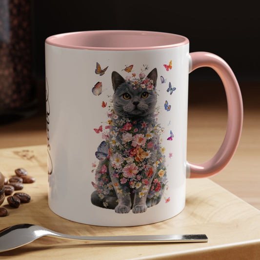 British Blue Cat #1 Personalized Accent Mugs, 11oz