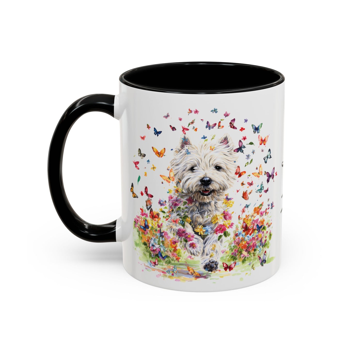West Highland Terrier #2 Butterfly Personalized Accent Mugs, 11oz