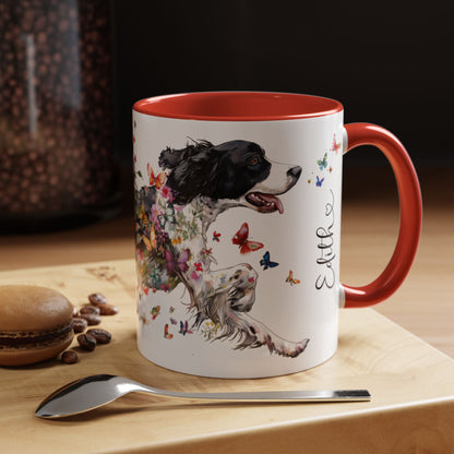 English Springer Spaniel Personalized Accent Mugs, 11oz