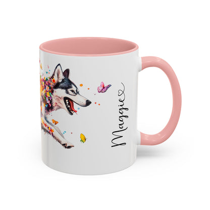 Malamute Personalized Colorful Accent Mugs, 11oz