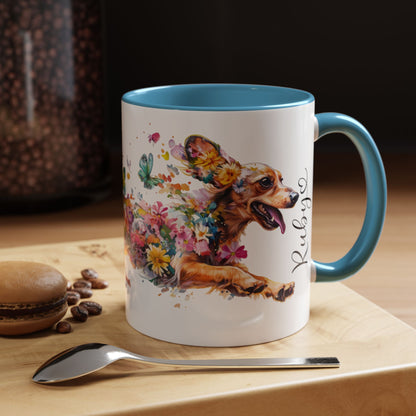 Dachshund Tan, running personalized colourful Mugs, 11oz