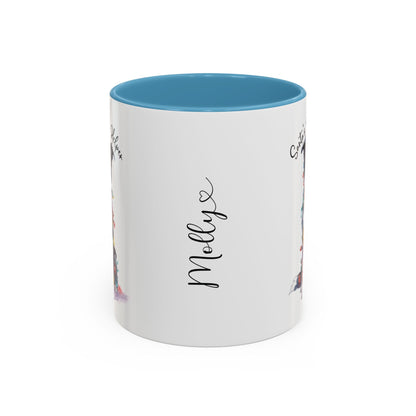 Border Collie, Santa's little helper, personalised accent colour 11oz mug