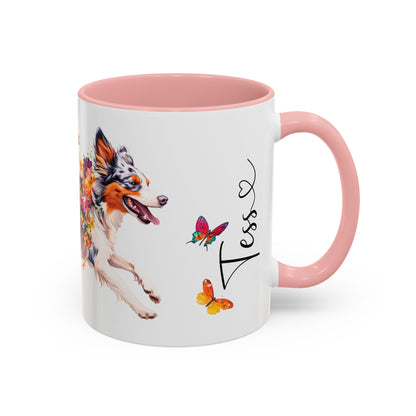 Border Collie (Australian Collie) Blue Merle, Personalized Accent Mugs, 11oz