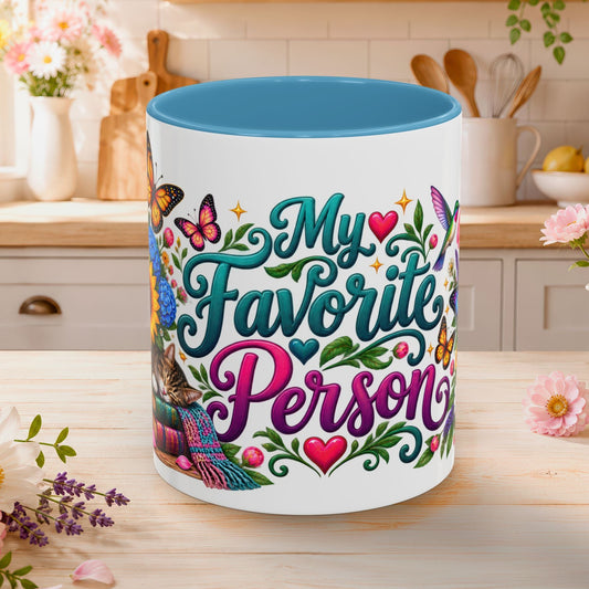 My Favorite Person, 11oz  accent mug (US spelling)