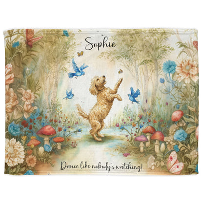 Golden Groodle/Doodle Dancing Mystical Forest Personalised Blanket