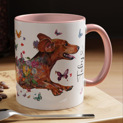 Dachshund #5 Personalized Accent Mugs, 11oz