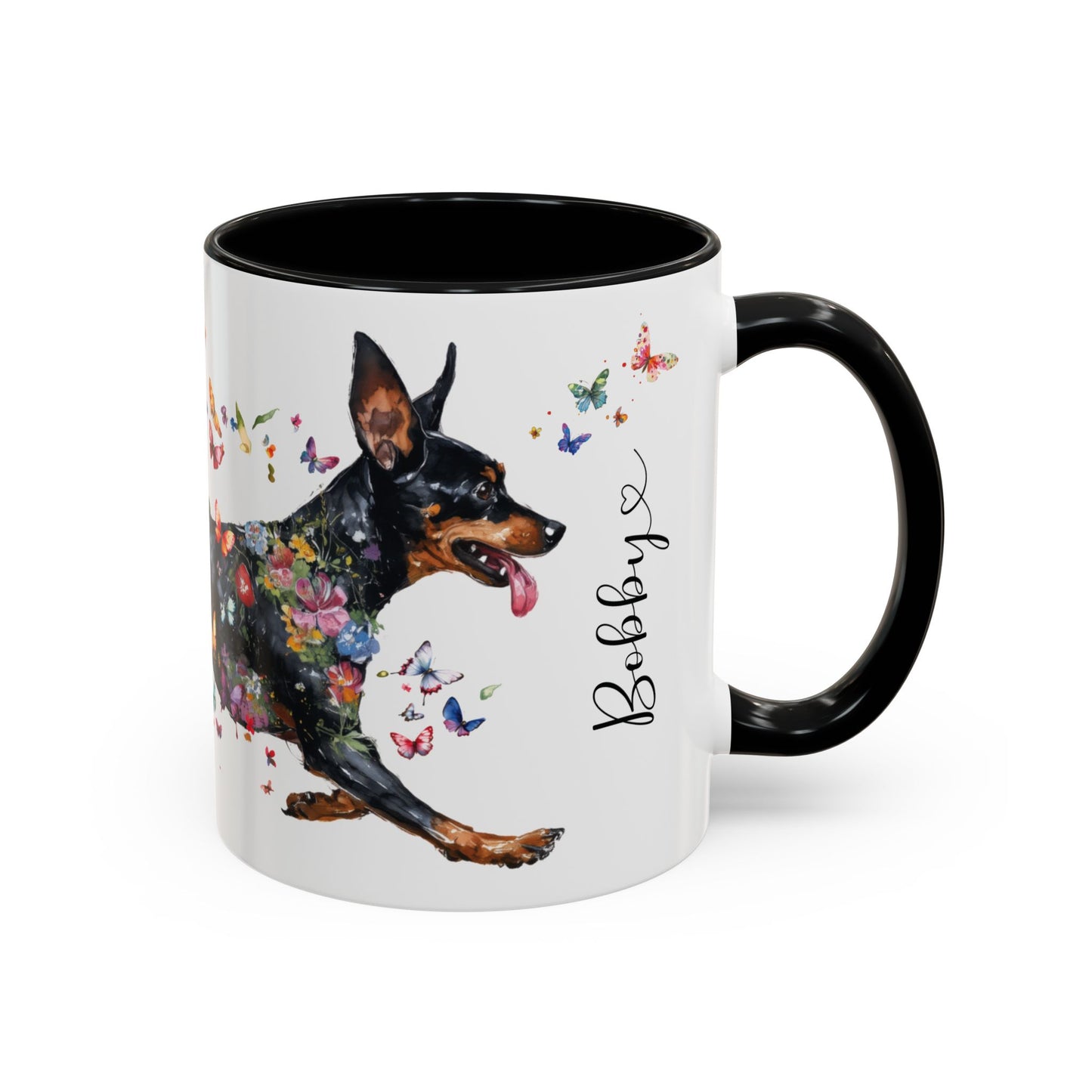 Miniature Pinscher Personalized Accent Mugs, 11oz