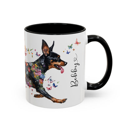 Miniature Pinscher Personalized Accent Mugs, 11oz