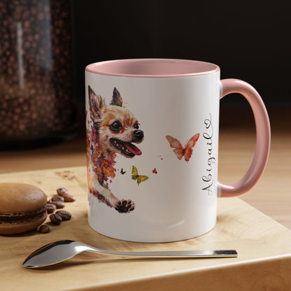 Chihuahua White Personalized Accent Mugs, 11oz