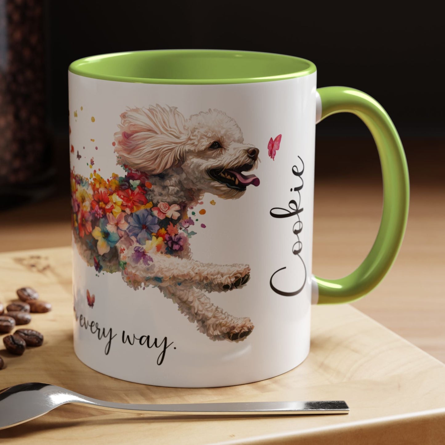 Poodle #1 - Practically Pawfect in every way. Personalised Colorful Accent Mugs, 11oz