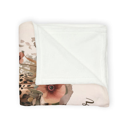 Cheetah with Cubs Personalised Soft Polyester Blanket