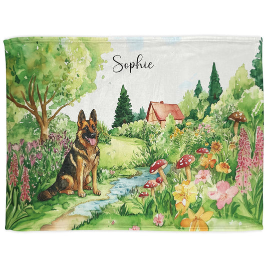 German Shepherd #1 Cottage Garden Personalised Blanket
