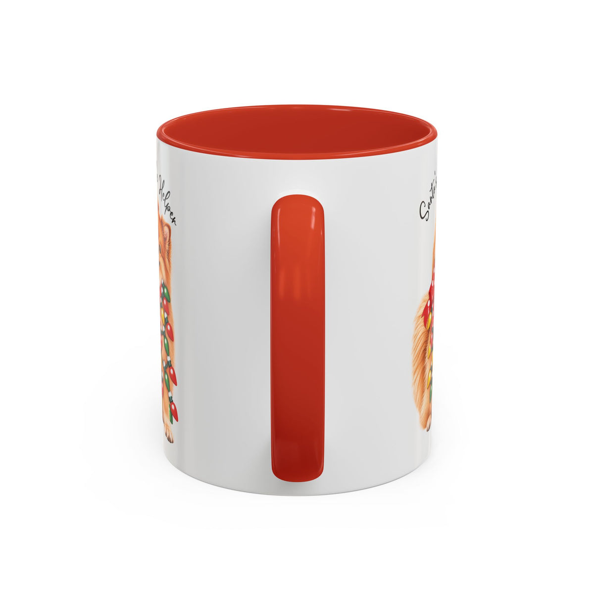 Pomeranian, Santa's little helper, personalised accent colour 11oz mug