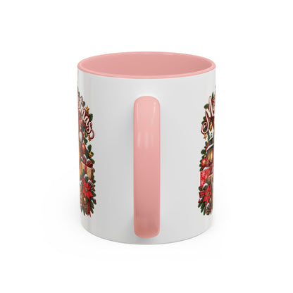 Golden Retriever Merry Christmas, personalised accent colour 11oz mug