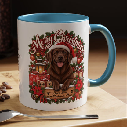 Labrador #3 Merry Christmas, personalised accent colour 11oz mug