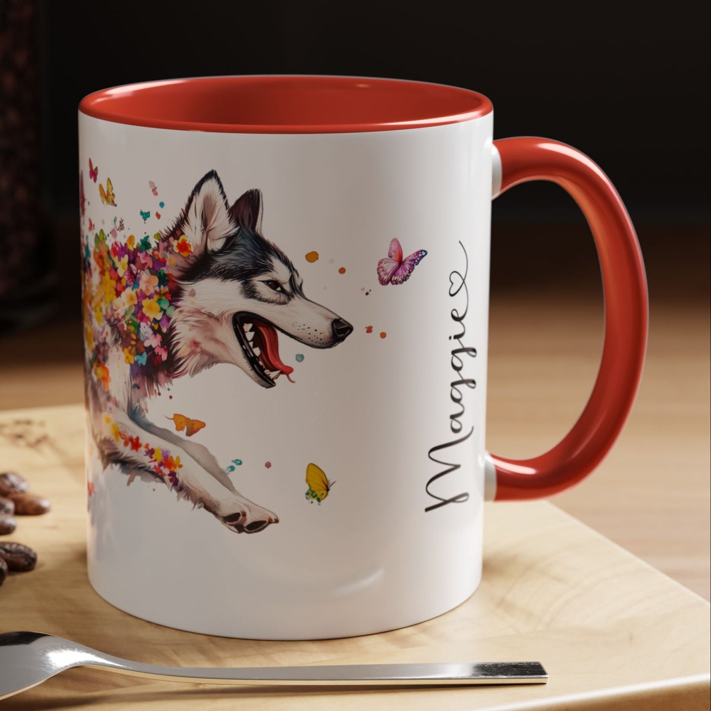 Malamute Personalized Colorful Accent Mugs, 11oz