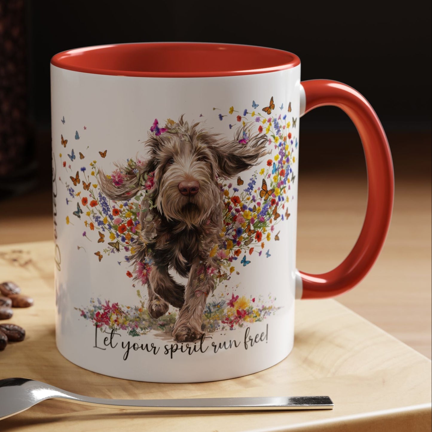 Spinone Italiano #2, Let your spirit run free, personalized colourful Mugs, 11oz
