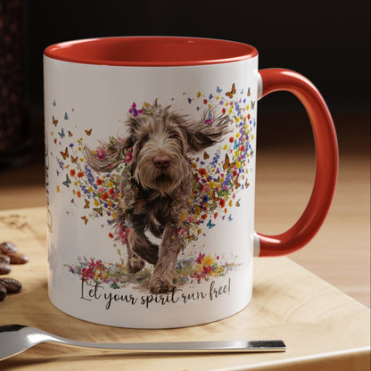 Spinone Italiano #2, Let your spirit run free, personalized colourful Mugs, 11oz