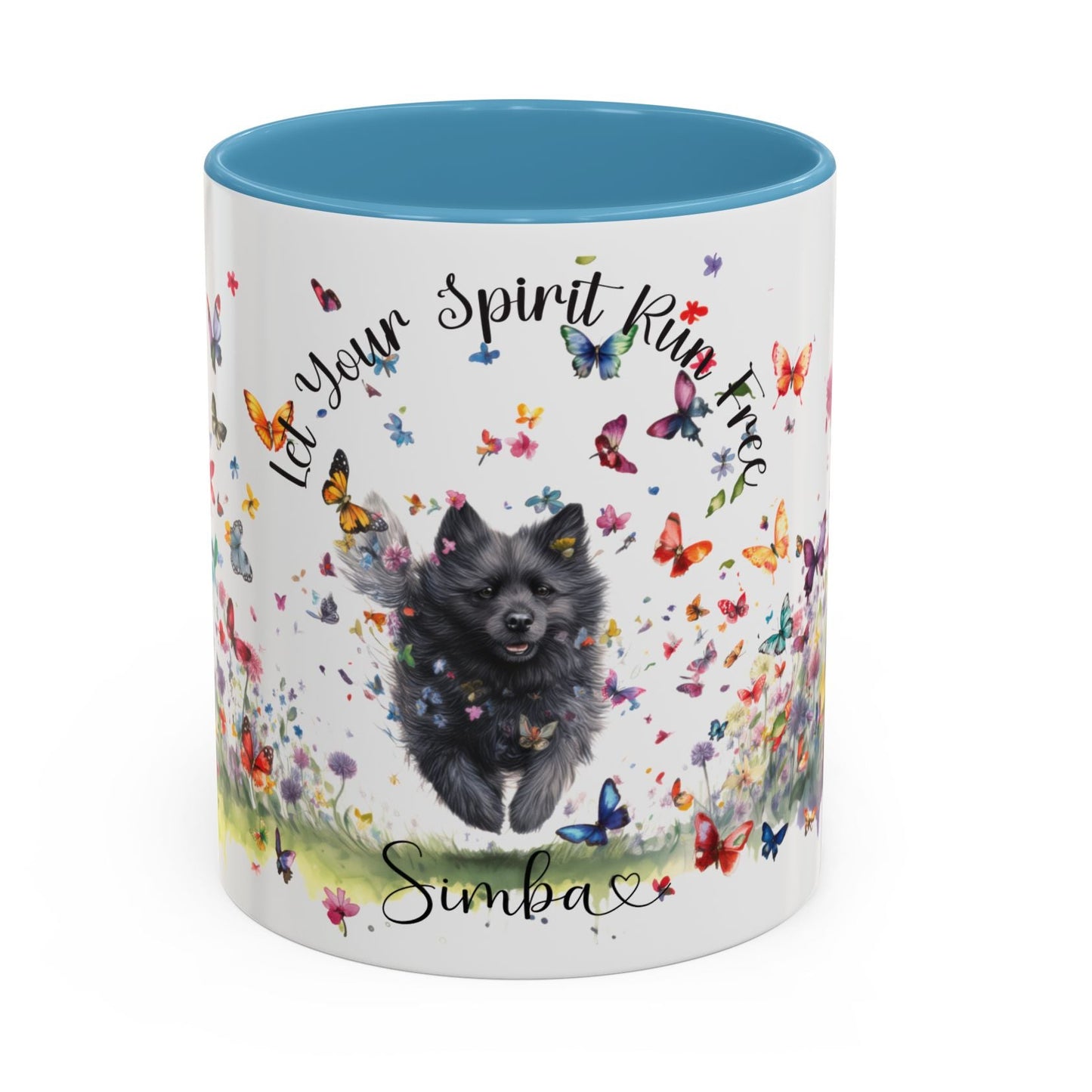 Schipperke Let your spirit run free Personalized Accent Mugs, 11oz