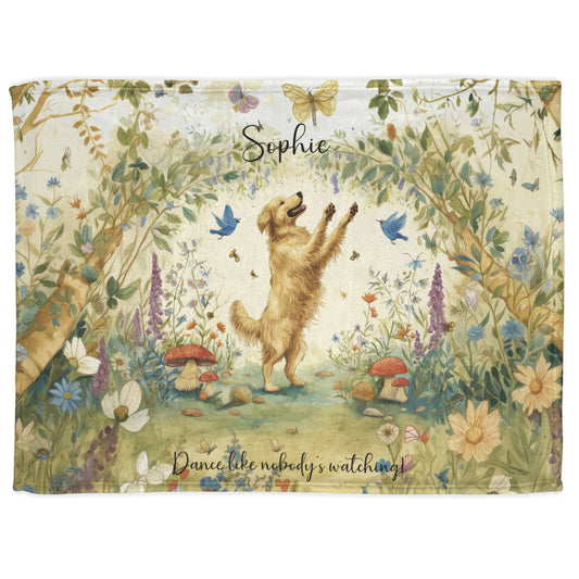 Golden Retriever #2 Dancing Mystical Forest Personalised Blanket