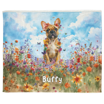 ANY DESIGN Personalised Floral Dog, Meadow Blanket