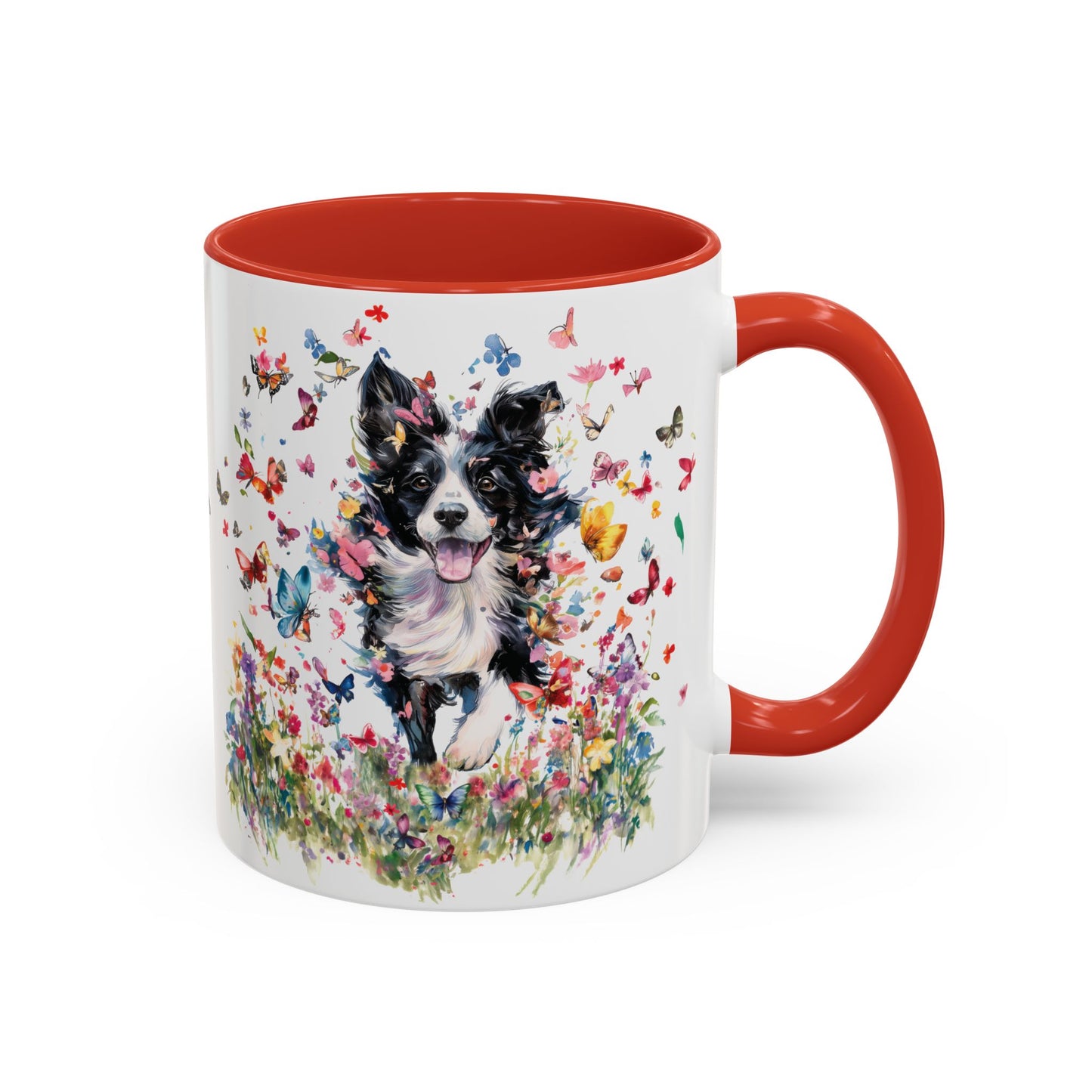 Border Collie #4 Personalized Accent Mugs, 11oz