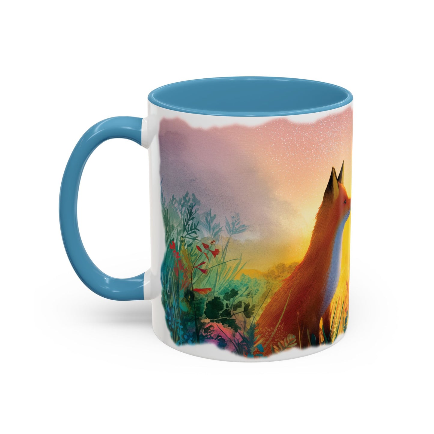 Fox Sunrise #1 Personalized Accent Mugs, 11oz