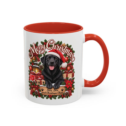 Labrador #4 Merry Christmas, personalised accent colour 11oz mug
