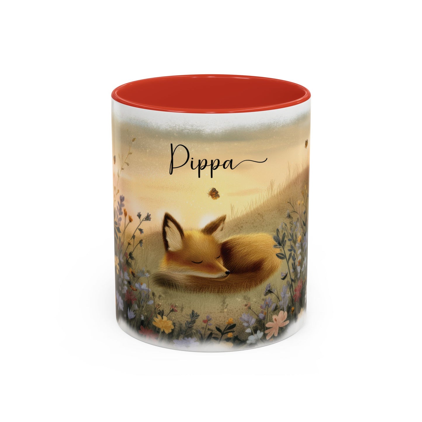 Fox sleeping #1 Personalized Accent Mugs, 11oz