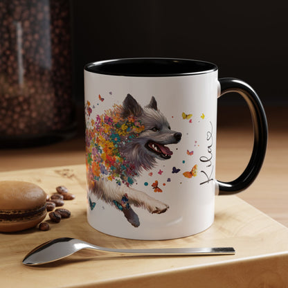 Keeshond #2 Personalized Accent Mugs, 11oz