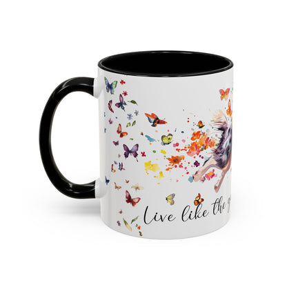 Border Collie #3 “Live like the gate was left open" Accent Mugs, 11oz