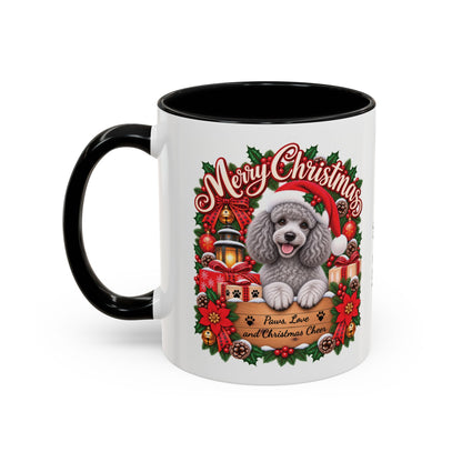Poodle #4 Merry Christmas, personalised accent colour 11oz mug