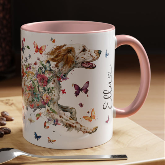 English Setter #5 Personalized Accent Mugs, 11oz