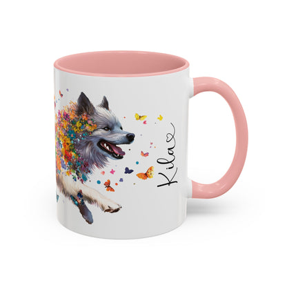 Keeshond #2 Personalized Accent Mugs, 11oz