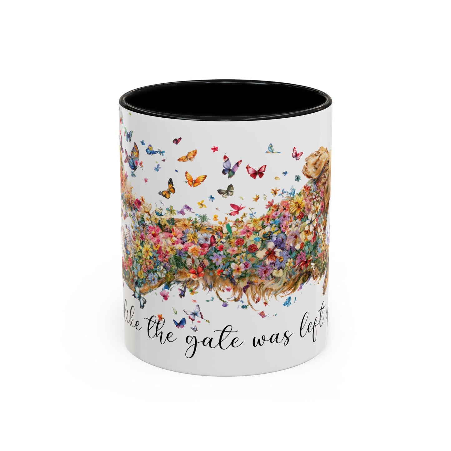 Golden Retriever #2 “Live like the gate was left open" Accent Mugs, 11oz