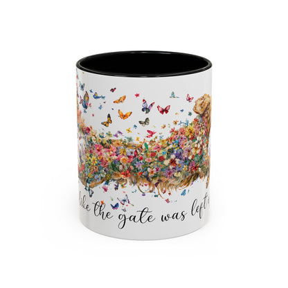 Golden Retriever #2 “Live like the gate was left open" Accent Mugs, 11oz