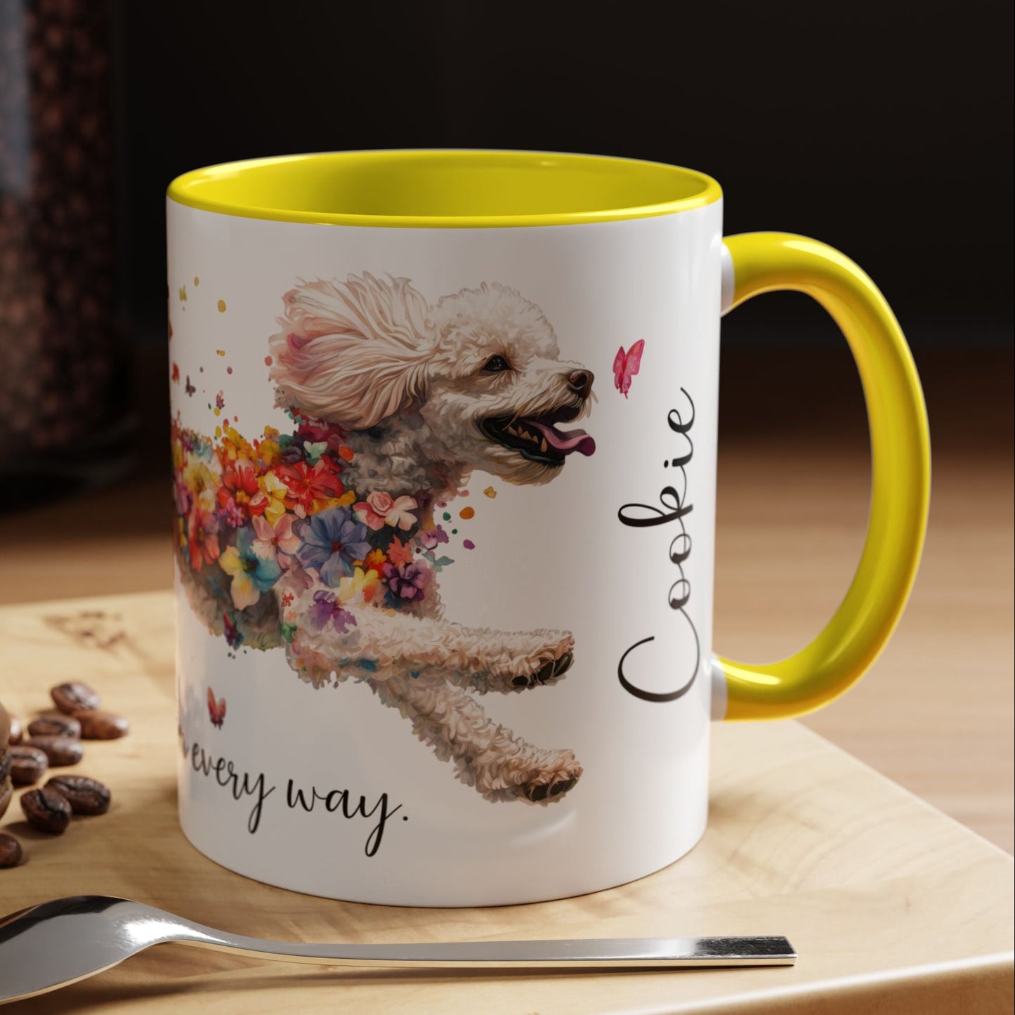 Poodle #1 - Practically Pawfect in every way. Personalised Colorful Accent Mugs, 11oz