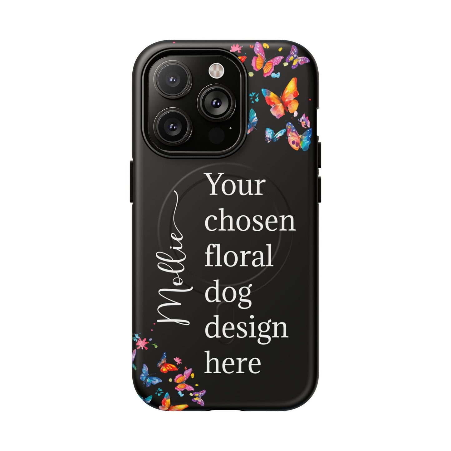 Magnetic Tough iPhone Case, Personalized from ANY OF OUR DESIGNS, Black case.