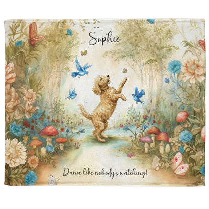 Golden Groodle/Doodle Dancing Mystical Forest Personalised Blanket