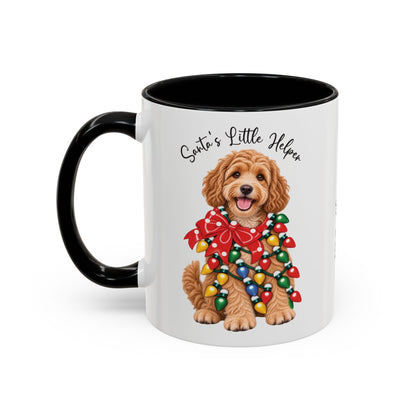 Labradoodle #1, Santa's little helper, personalised accent colour 11oz mug