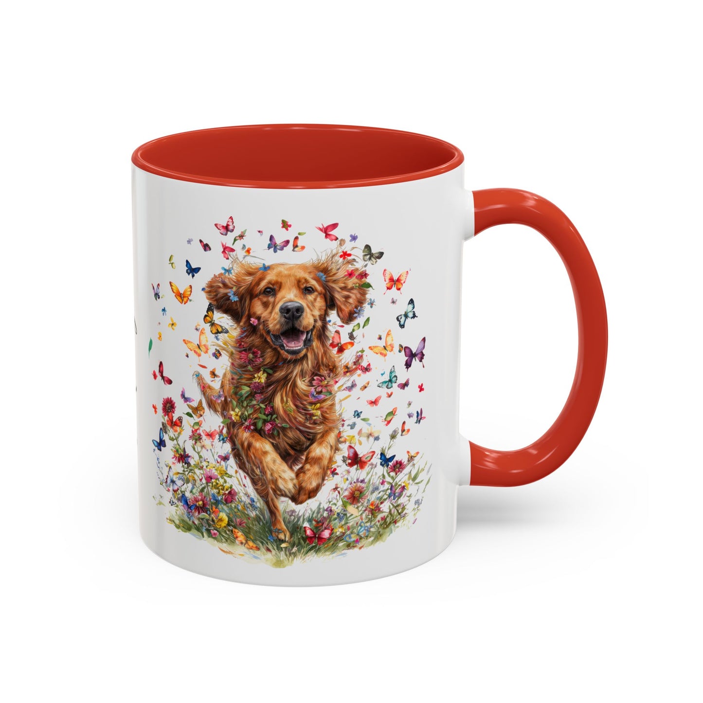 Red Golden Retriever Personalized Accent Mugs, 11oz