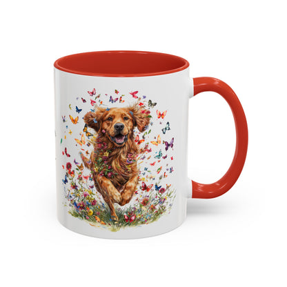 Red Golden Retriever Personalized Accent Mugs, 11oz